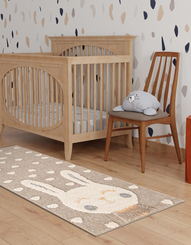 Peach Blossom 2' 7 x 8' Whimsy Kids Runner Area Rug for Baby Nursery, Toddler Playroom, Bedrooms