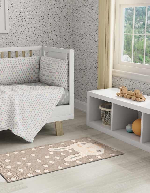 Peach Blossom 2' 7 x 8' Whimsy Kids Runner Area Rug for Baby Nursery, Toddler Playroom, Bedrooms