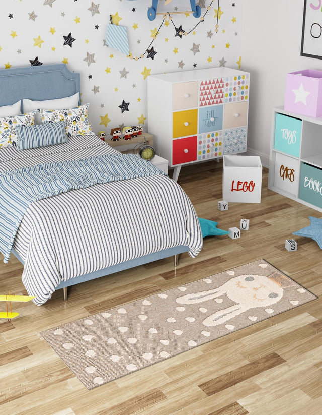 Peach Blossom 2' 7 x 8' Whimsy Kids Runner Area Rug for Baby Nursery, Toddler Playroom, Bedrooms