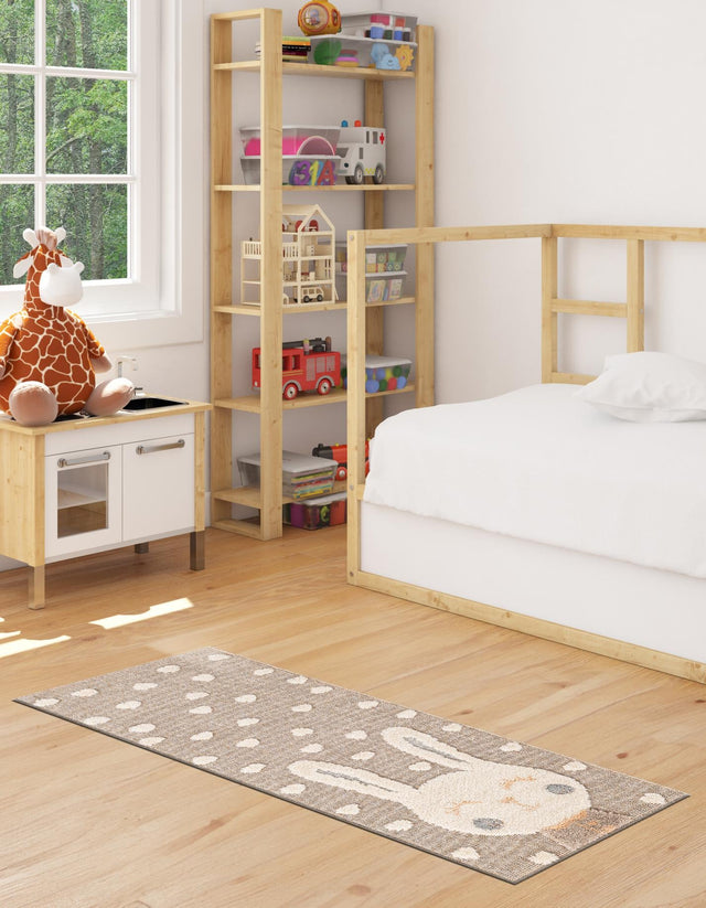 Peach Blossom 2' 7 x 8' Whimsy Kids Runner Area Rug for Baby Nursery, Toddler Playroom, Bedrooms