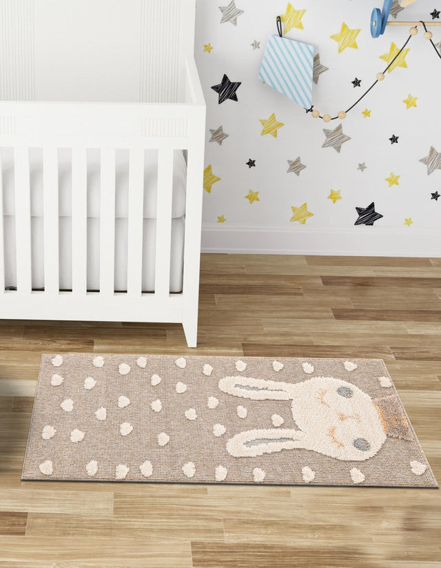 Peach Blossom 2' 7 x 8' Whimsy Kids Runner Area Rug for Baby Nursery, Toddler Playroom, Bedrooms