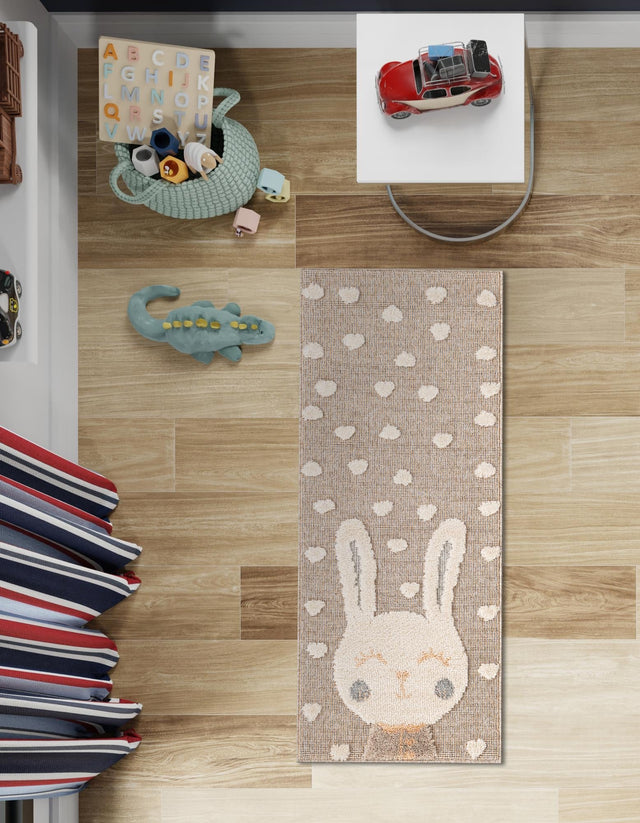 Peach Blossom 2' 7 x 8' Whimsy Kids Runner Area Rug for Baby Nursery, Toddler Playroom, Bedrooms