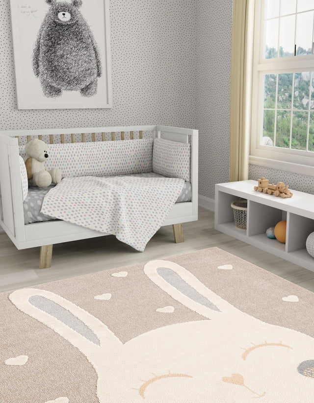 Peach Blossom 7' 10 x 7' 10 Whimsy Kids Square Area Rug for Baby Nursery, Toddler Playroom, Bedrooms Playful Fun Design Easy Clean Carpet for Sale at Rug Engine