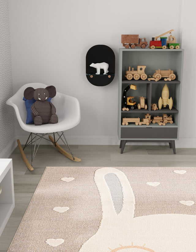 Peach Blossom 7' 10 x 7' 10 Whimsy Kids Square Area Rug for Baby Nursery, Toddler Playroom, Bedrooms Playful Fun Design Easy Clean Carpet for Sale at Rug Engine