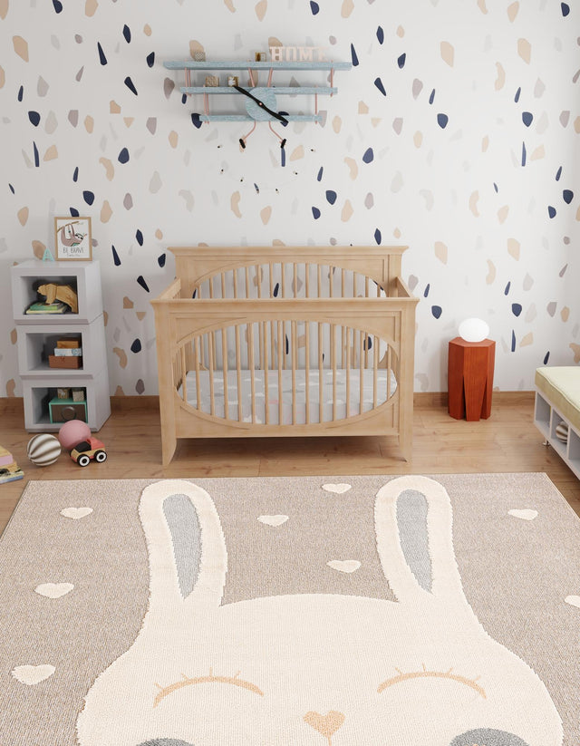 Peach Blossom 7' 10 x 7' 10 Whimsy Kids Square Area Rug for Baby Nursery, Toddler Playroom, Bedrooms Playful Fun Design Easy Clean Carpet for Sale at Rug Engine