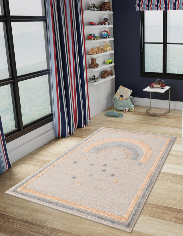 Multicolor 5' 1 x 7' 1 Whimsy Kids Rectangle Area Rug for Baby Nursery, Toddler Playroom, Bedrooms Playful Fun Design Easy Clean Carpet for Sale at Rug Engine