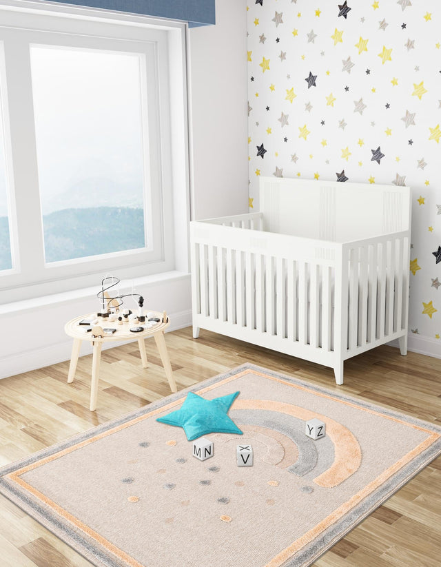 Multicolor 2' x 3' 1 Whimsy Kids Rectangle Area Rug for Baby Nursery, Toddler Playroom, Bedrooms Playful Fun Design Easy Clean Carpet for Sale at Rug Engine