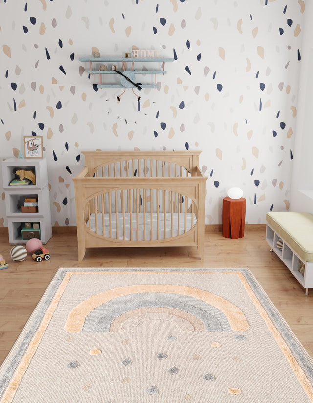Multicolor 2' x 3' 1 Whimsy Kids Rectangle Area Rug for Baby Nursery, Toddler Playroom, Bedrooms Playful Fun Design Easy Clean Carpet for Sale at Rug Engine