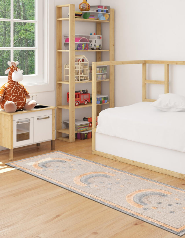 Multicolor 2' x 4' 1 Whimsy Kids Runner Area Rug for Baby Nursery, Toddler Playroom, Bedrooms Playful Fun Design Easy Clean Carpet for Sale at Rug Engine