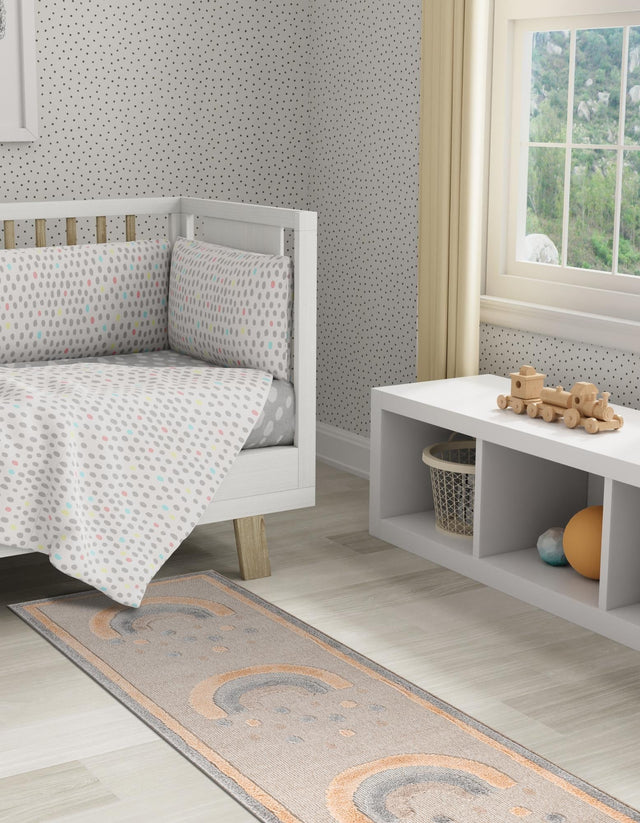 Multicolor 2' x 4' 1 Whimsy Kids Runner Area Rug for Baby Nursery, Toddler Playroom, Bedrooms Playful Fun Design Easy Clean Carpet for Sale at Rug Engine