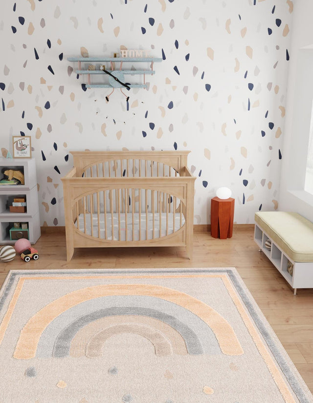 Multicolor 7' 10 x 7' 10 Whimsy Kids Square Area Rug for Baby Nursery, Toddler Playroom, Bedrooms Playful Fun Design Easy Clean Carpet for Sale at Rug Engine