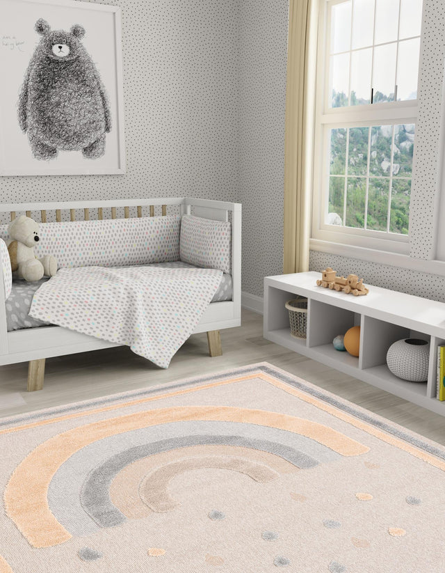 Multicolor 7' 10 x 7' 10 Whimsy Kids Square Area Rug for Baby Nursery, Toddler Playroom, Bedrooms Playful Fun Design Easy Clean Carpet for Sale at Rug Engine