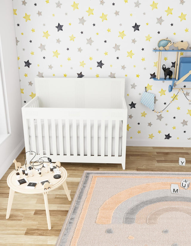 Multicolor 7' 10 x 7' 10 Whimsy Kids Square Area Rug for Baby Nursery, Toddler Playroom, Bedrooms Playful Fun Design Easy Clean Carpet for Sale at Rug Engine