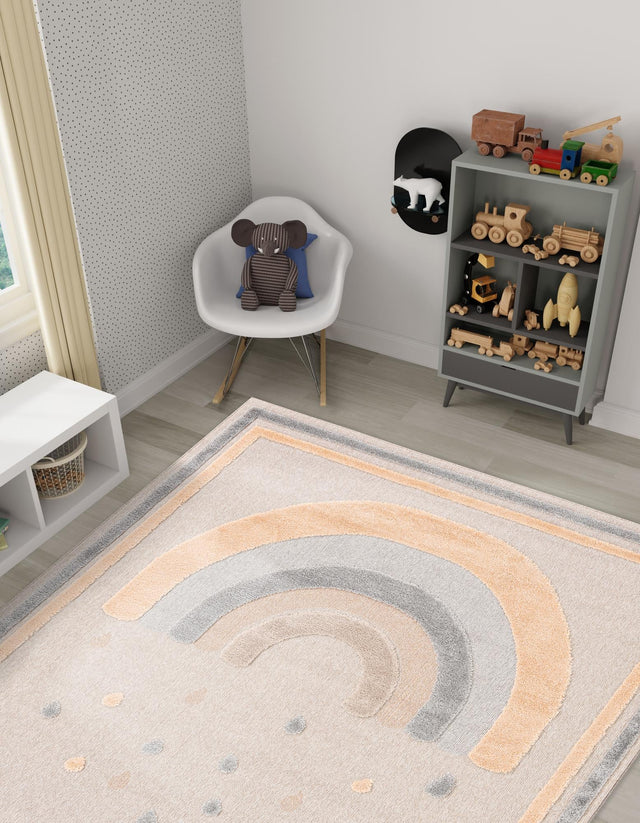 Multicolor 7' 10 x 7' 10 Whimsy Kids Square Area Rug for Baby Nursery, Toddler Playroom, Bedrooms Playful Fun Design Easy Clean Carpet for Sale at Rug Engine