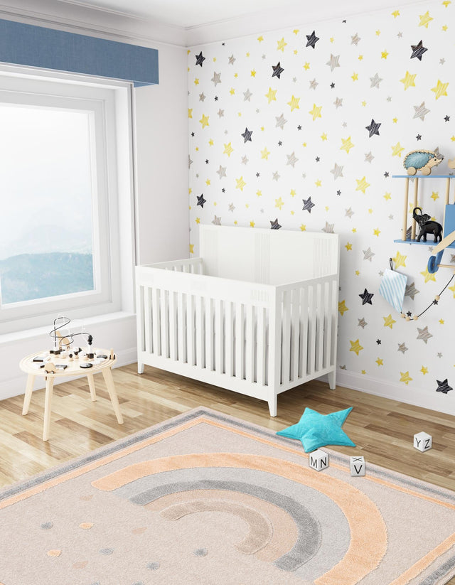 Multicolor 7' 10 x 7' 10 Whimsy Kids Square Area Rug for Baby Nursery, Toddler Playroom, Bedrooms Playful Fun Design Easy Clean Carpet for Sale at Rug Engine