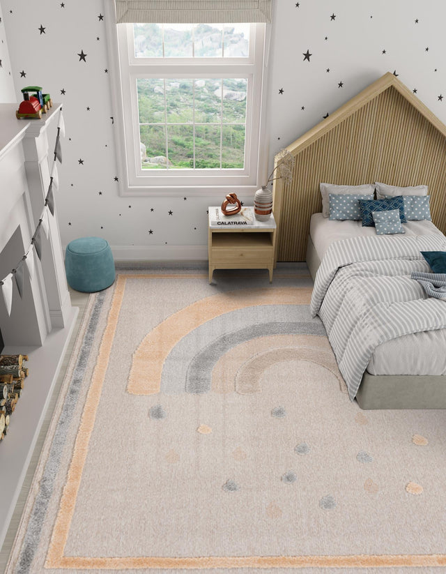Multicolor 7' 10 x 7' 10 Whimsy Kids Square Area Rug for Baby Nursery, Toddler Playroom, Bedrooms Playful Fun Design Easy Clean Carpet for Sale at Rug Engine