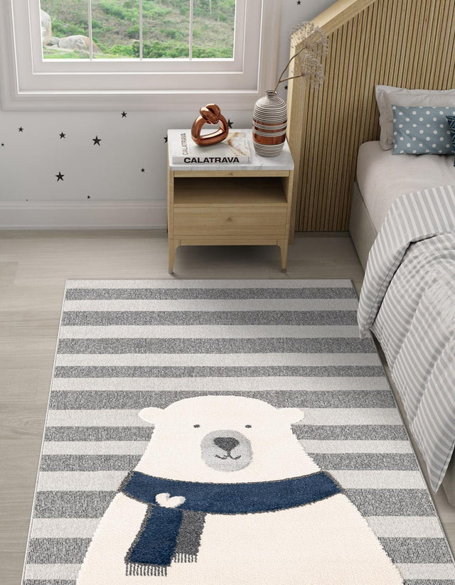 Gray 5' 1 x 7' 1 Whimsy Kids Rectangle Area Rug for Baby Nursery, Toddler Playroom, Bedrooms Playful Fun Design Easy Clean Carpet for Sale at Rug Engine