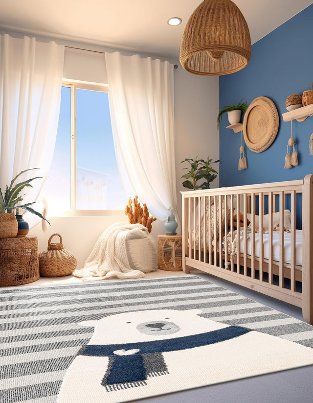 Gray 2' x 3' 1 Whimsy Kids Rectangle Area Rug for Baby Nursery, Toddler Playroom, Bedrooms Playful Fun Design Easy Clean Carpet for Sale at Rug Engine