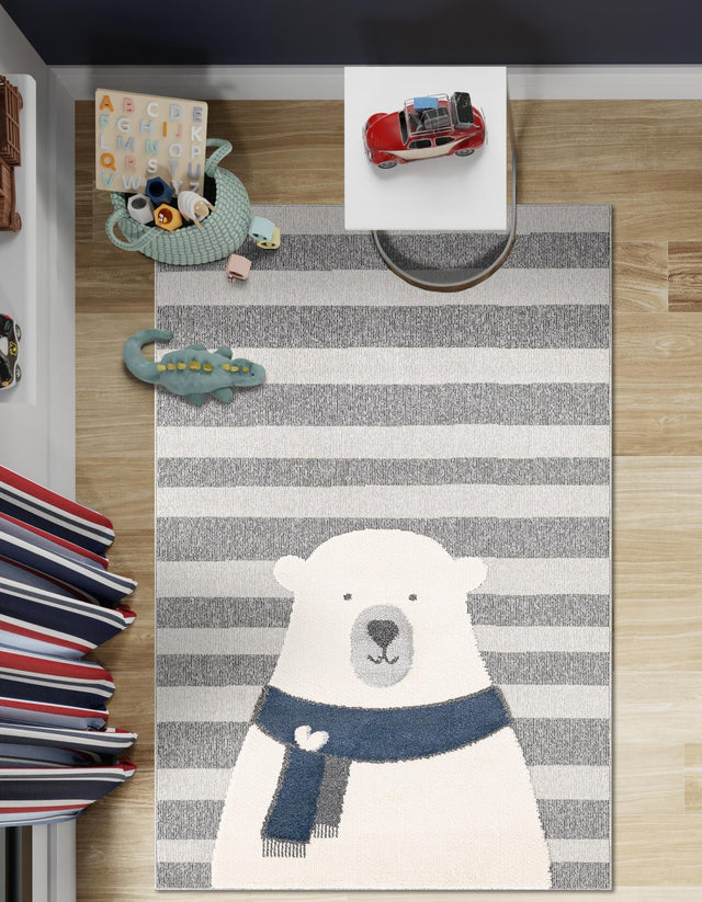 Gray 2' x 3' 1 Whimsy Kids Rectangle Area Rug for Baby Nursery, Toddler Playroom, Bedrooms Playful Fun Design Easy Clean Carpet for Sale at Rug Engine
