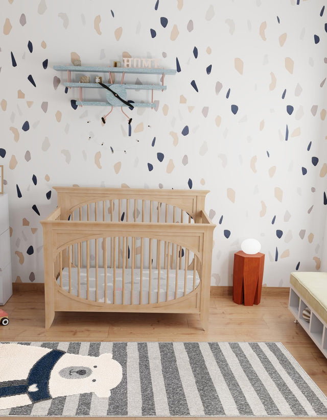 Gray 2' 7 x 8' Whimsy Kids Runner Area Rug for Baby Nursery, Toddler Playroom, Bedrooms