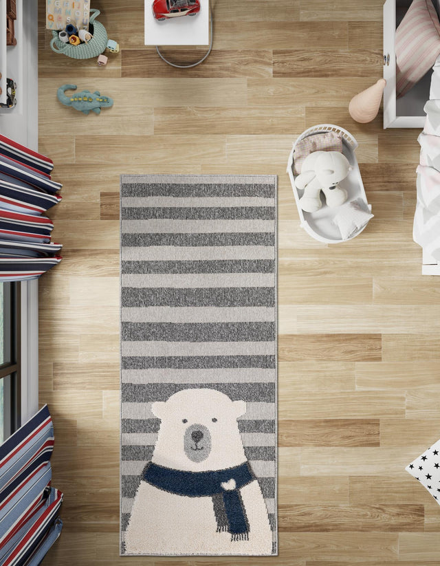 Gray 2' 7 x 8' Whimsy Kids Runner Area Rug for Baby Nursery, Toddler Playroom, Bedrooms