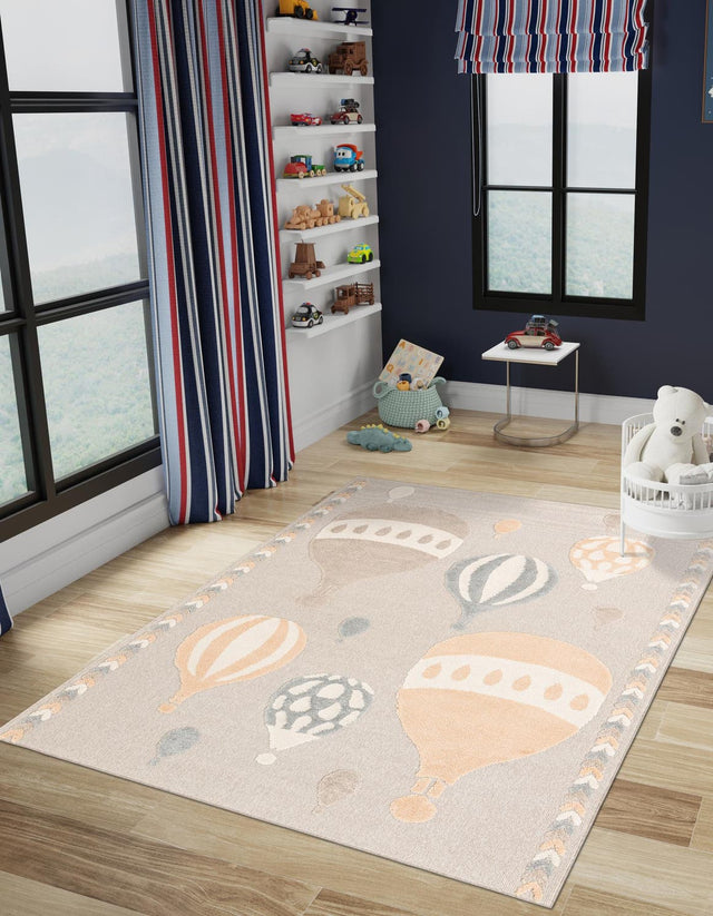 Multicolor 6' 1 x 9' Whimsy Kids Rectangle Area Rug for Baby Nursery, Toddler Playroom, Bedrooms