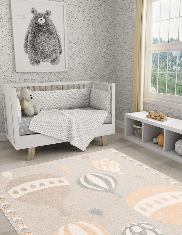 Multicolor 6' 1 x 9' Whimsy Kids Rectangle Area Rug for Baby Nursery, Toddler Playroom, Bedrooms