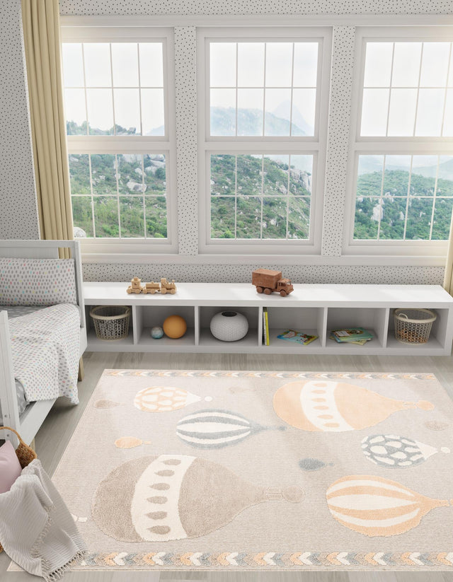 Multicolor 7' 10 x 10' Whimsy Kids Rectangle Area Rug for Baby Nursery, Toddler Playroom, Bedrooms