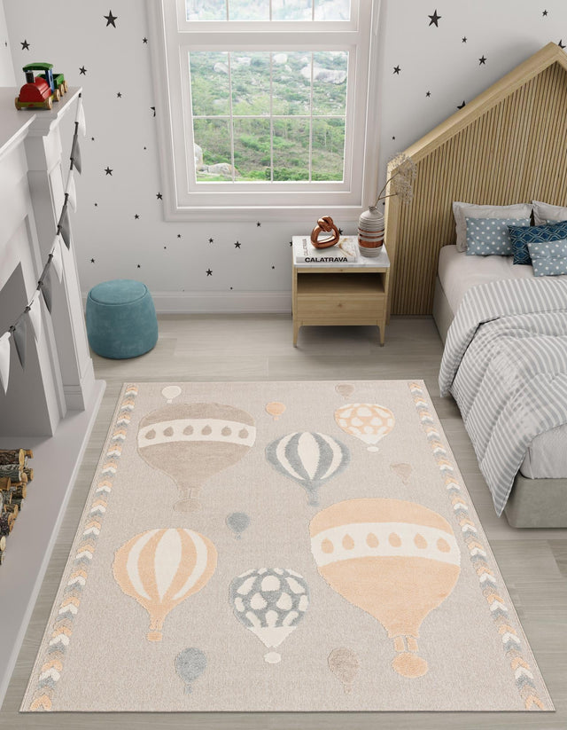 Multicolor 5' 1 x 7' 1 Whimsy Kids Rectangle Area Rug for Baby Nursery, Toddler Playroom, Bedrooms Playful Fun Design Easy Clean Carpet for Sale at Rug Engine