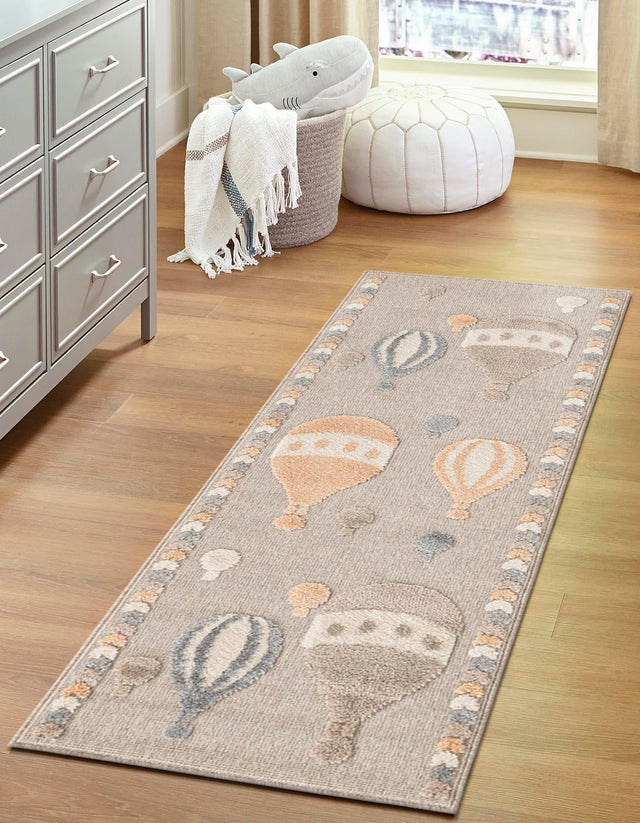 Multicolor 2' 7 x 8' Whimsy Kids Runner Area Rug for Baby Nursery, Toddler Playroom, Bedrooms