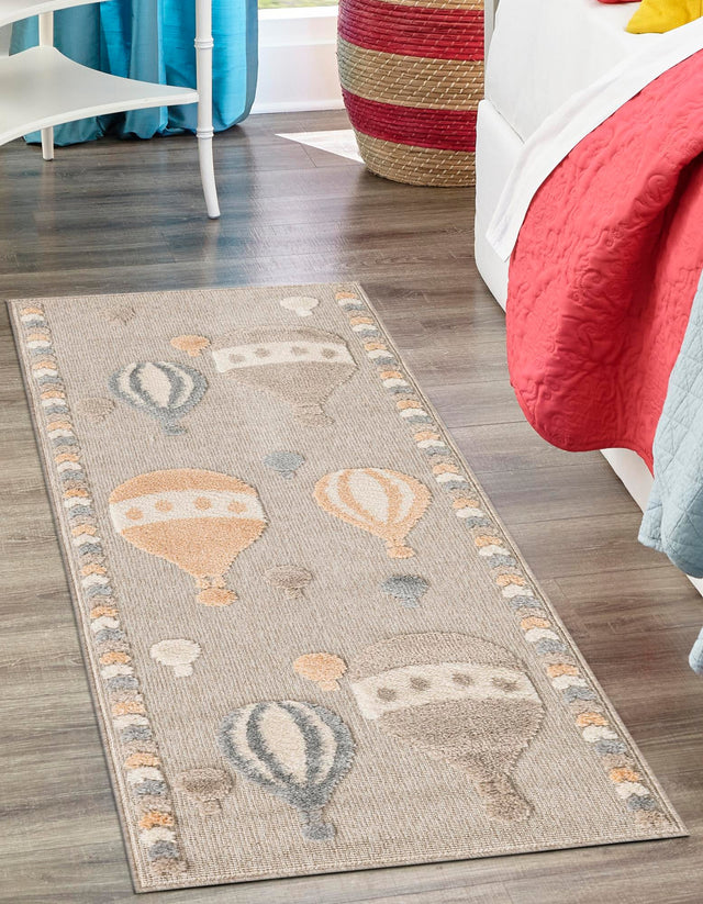 Multicolor 2' 7 x 8' Whimsy Kids Runner Area Rug for Baby Nursery, Toddler Playroom, Bedrooms