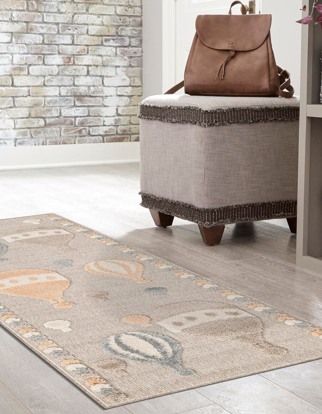 Multicolor 2' 7 x 8' Whimsy Kids Runner Area Rug for Baby Nursery, Toddler Playroom, Bedrooms