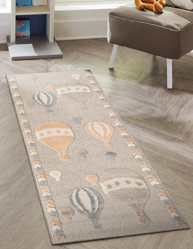 Multicolor 2' 7 x 8' Whimsy Kids Runner Area Rug for Baby Nursery, Toddler Playroom, Bedrooms