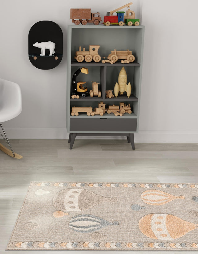 Multicolor 2' 7 x 8' Whimsy Kids Runner Area Rug for Baby Nursery, Toddler Playroom, Bedrooms