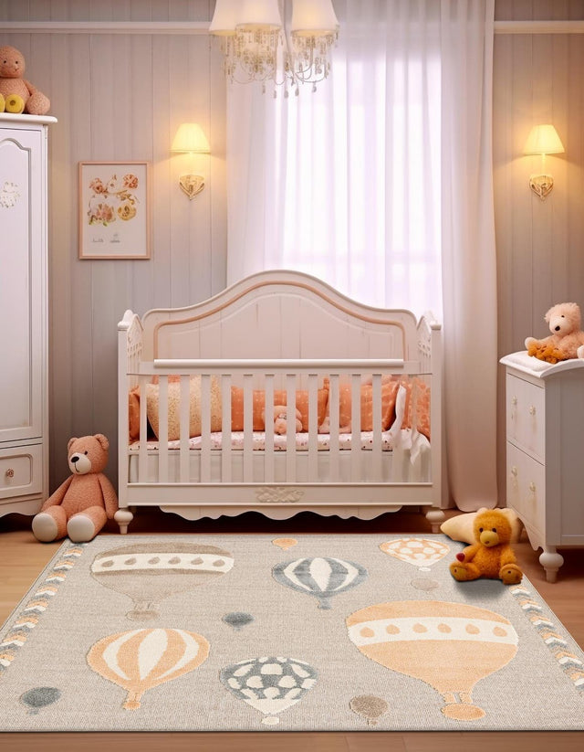 Multicolor 7' 10 x 7' 10 Whimsy Kids Square Area Rug for Baby Nursery, Toddler Playroom, Bedrooms Playful Fun Design Easy Clean Carpet for Sale at Rug Engine