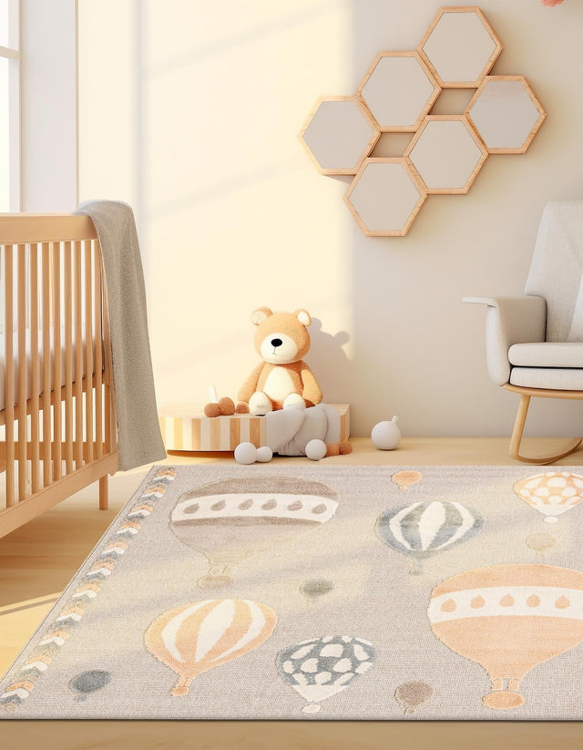 Multicolor 7' 10 x 7' 10 Whimsy Kids Square Area Rug for Baby Nursery, Toddler Playroom, Bedrooms Playful Fun Design Easy Clean Carpet for Sale at Rug Engine