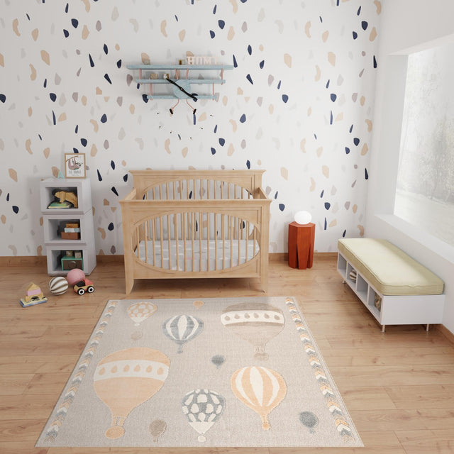 Multicolor 7' 10 x 7' 10 Whimsy Kids Square Area Rug for Baby Nursery, Toddler Playroom, Bedrooms Playful Fun Design Easy Clean Carpet for Sale at Rug Engine