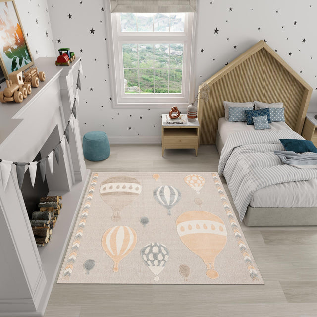 Multicolor 7' 10 x 7' 10 Whimsy Kids Square Area Rug for Baby Nursery, Toddler Playroom, Bedrooms Playful Fun Design Easy Clean Carpet for Sale at Rug Engine