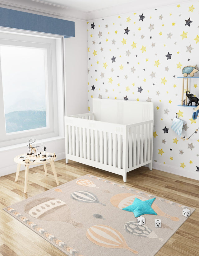 Multicolor 7' 10 x 7' 10 Whimsy Kids Square Area Rug for Baby Nursery, Toddler Playroom, Bedrooms Playful Fun Design Easy Clean Carpet for Sale at Rug Engine