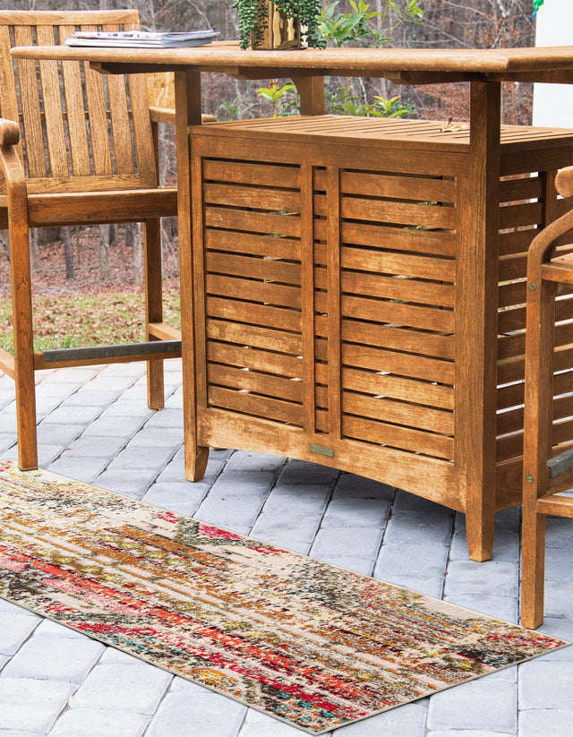 Multicolor Beige 2' 7 x 10' Outdoor Casablanca Runner Area Rug Weather Resistant for Patio, Deck, Terrace, Balcony, Porch Polypropylene Vivid Colorful Modern Carpet for Sale at Rug Engine