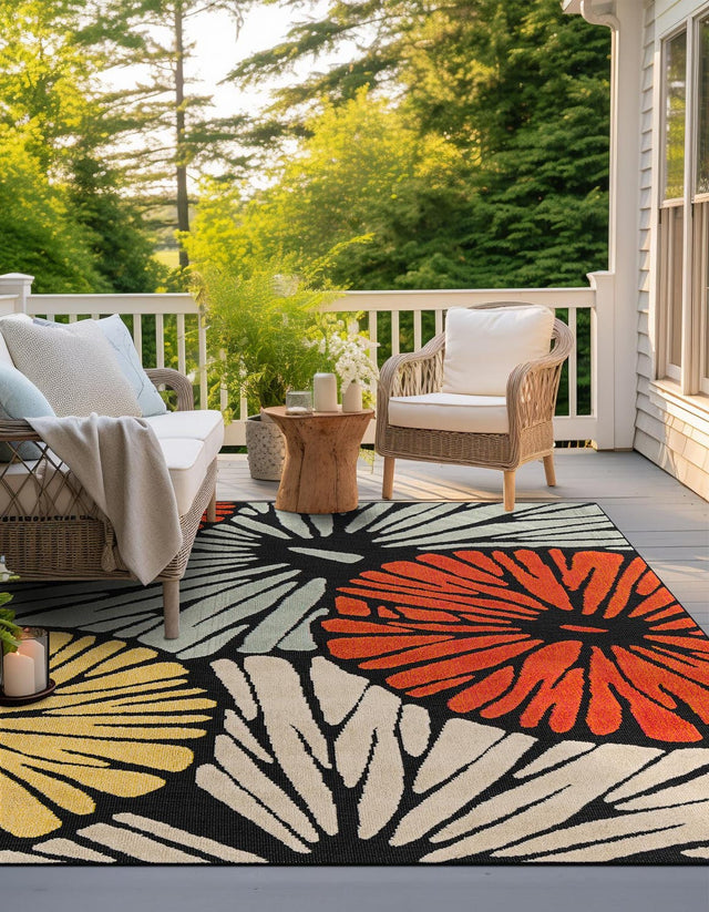 Multicolor 7' 10 x 7' 10 Outdoor Casablanca Square Area Rug Weather Resistant for Patio, Deck, Terrace, Balcony, Porch Polypropylene Vivid Colorful Modern Carpet for Sale at Rug Engine
