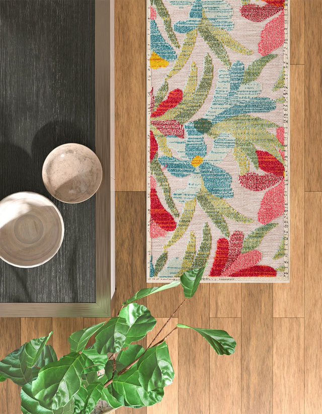 Multicolor 2' 7 x 10' Outdoor Casablanca Runner Area Rug Weather Resistant for Patio, Deck, Terrace, Balcony, Porch Polypropylene Vivid Colorful Modern Carpet for Sale at Rug Engine