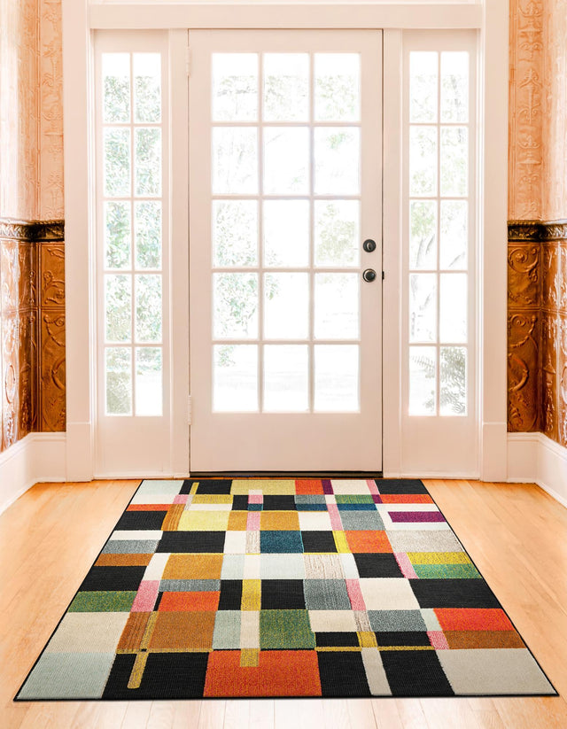 Multicolor 4' 1 x 6' 1 Outdoor Casablanca Rectangle Area Rug Weather Resistant for Patio, Deck, Terrace, Balcony, Porch