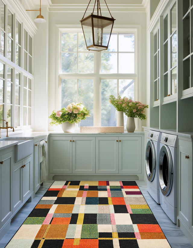 Multicolor 4' 1 x 6' 1 Outdoor Casablanca Rectangle Area Rug Weather Resistant for Patio, Deck, Terrace, Balcony, Porch