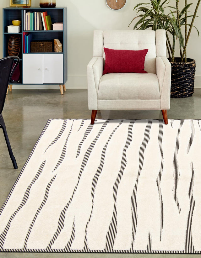 Ivory White 5' 1 x 7' 1 Prismatic Rectangle Area Rug Modern Geometric Unique Design Carpet for Contemporary Interior Home Decorating for Sale at Rug Engine