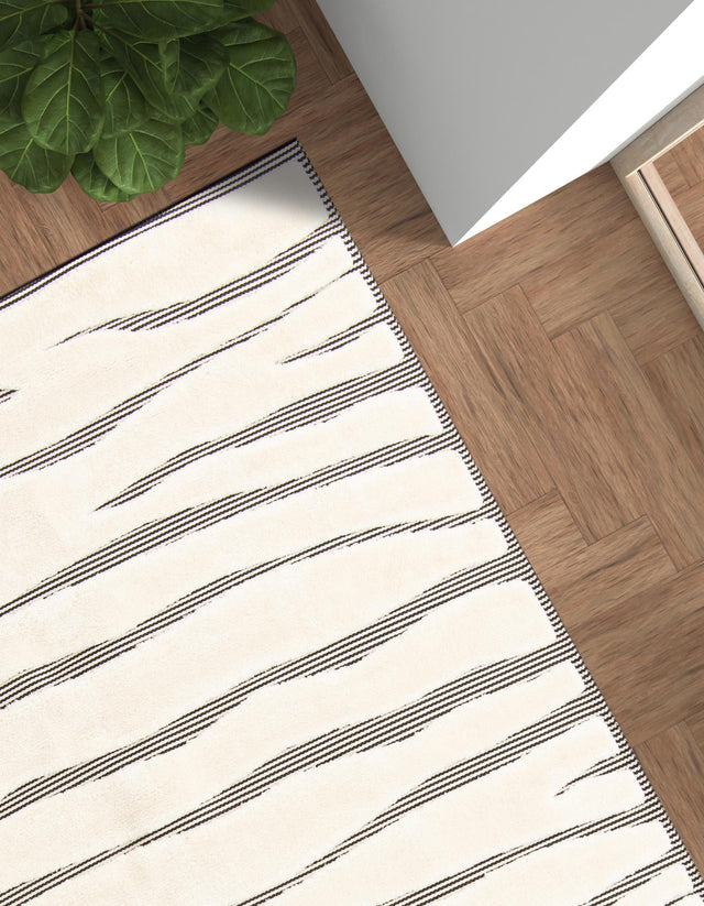 Ivory White 4' 1 x 6' 1 Prismatic Rectangle Area Rug Modern Geometric Unique Design Carpet for Contemporary Interior Home Decorating for Sale at Rug Engine