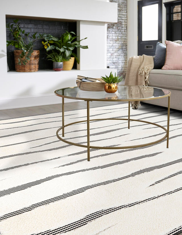 Ivory White 7' 10 x 7' 10 Prismatic Square Area Rug Modern Geometric Unique Design Carpet for Contemporary Interior Home Decorating for Sale at Rug Engine