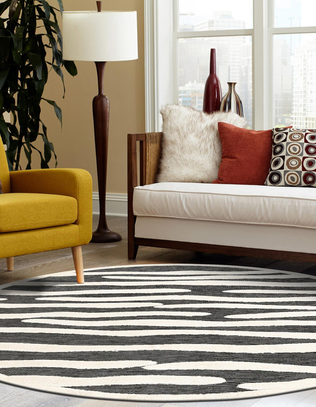 Gray 3' 1 x 3' 1 Prismatic Round Area Rug Modern Geometric Unique Design Carpet for Contemporary Interior Home Decorating for Sale at Rug Engine