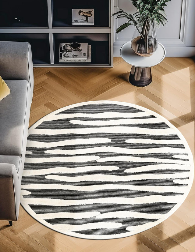 Gray 3' 1 x 3' 1 Prismatic Round Area Rug Modern Geometric Unique Design Carpet for Contemporary Interior Home Decorating for Sale at Rug Engine