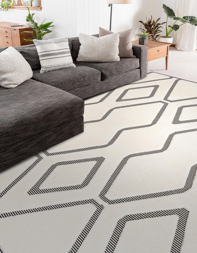 Ivory White 2' x 3' 1 Prismatic Rectangle Area Rug Modern Geometric Unique Design Carpet for Contemporary Interior Home Decorating for Sale at Rug Engine